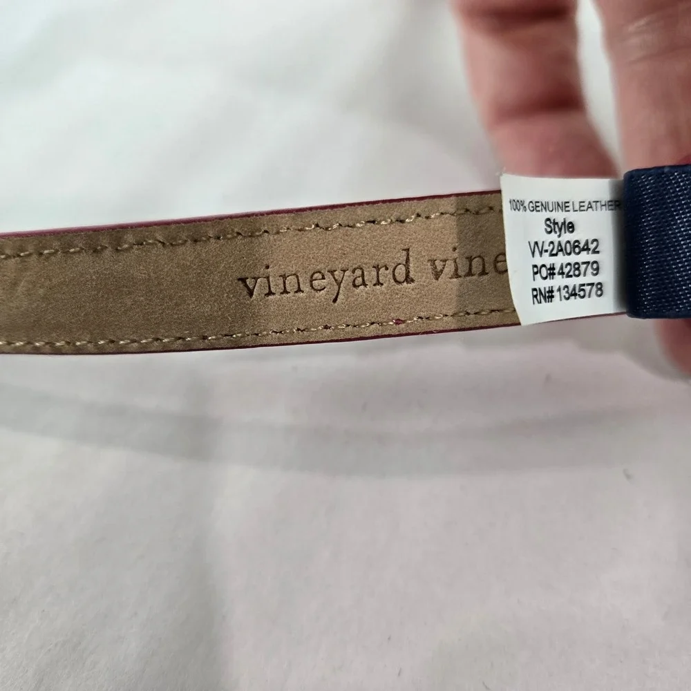 Vineyard Vines Pink Leather Belt Size Medium Skinny Enamel Buckle Barbie #985